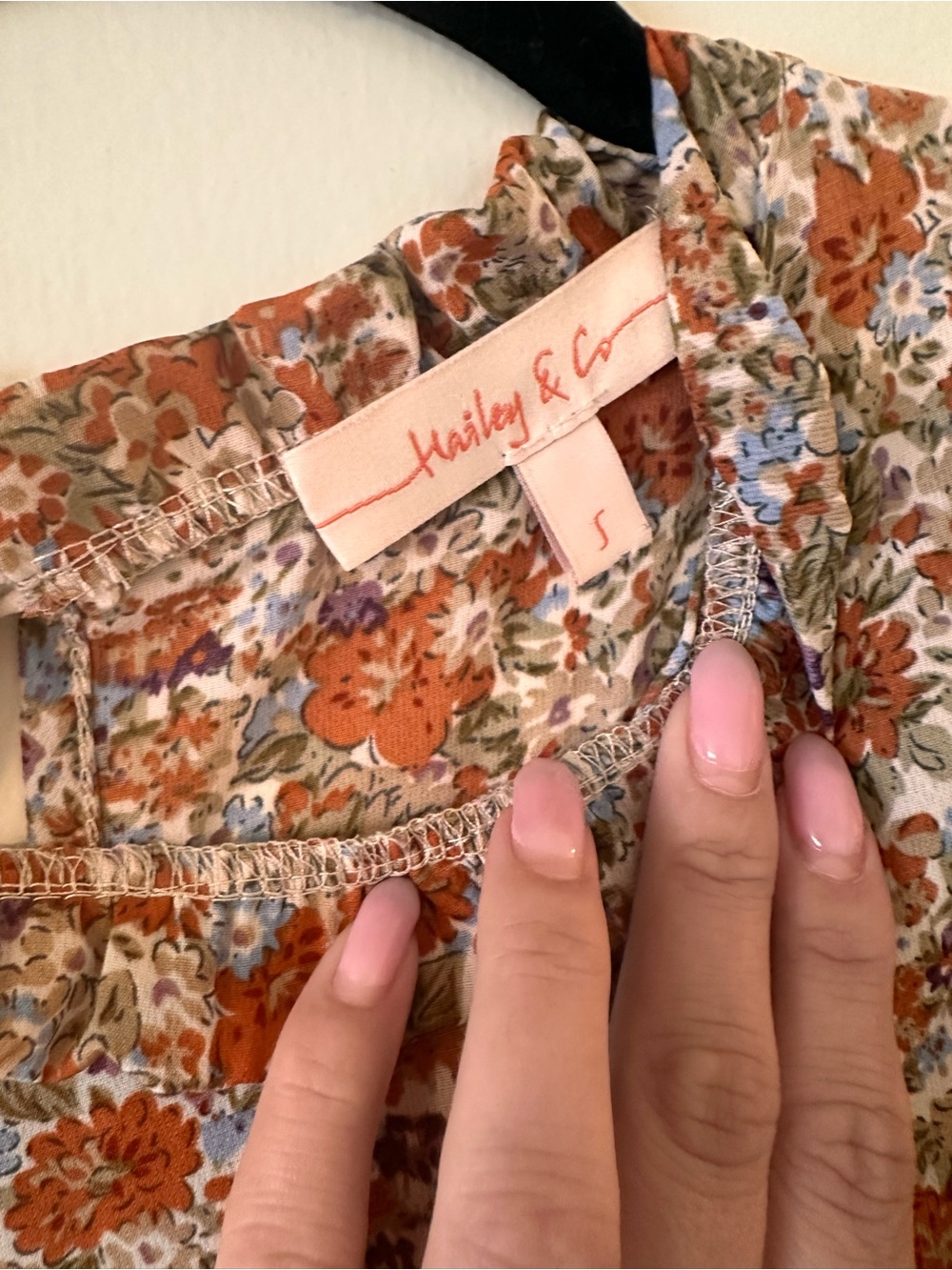 Women's Floral Ruffle-Yoke Tunic Top - Rust Multi - Picture 3 of 6